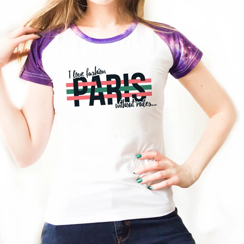 Женская футболка s L'amour Paris, женская футболка с надписью Harajuku, Повседневная футболка с принтом розы, футболка с рукавом реглан, футболки с коротким рукавом