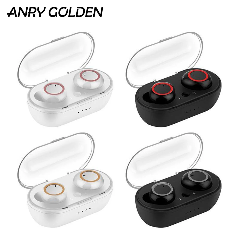 

ANRY DT-2 Wireless Earphone Bluetooth TWS 5.0 Sports Earbuds Stereo Headset 3D Stereo Sound with Microphone and Charging box