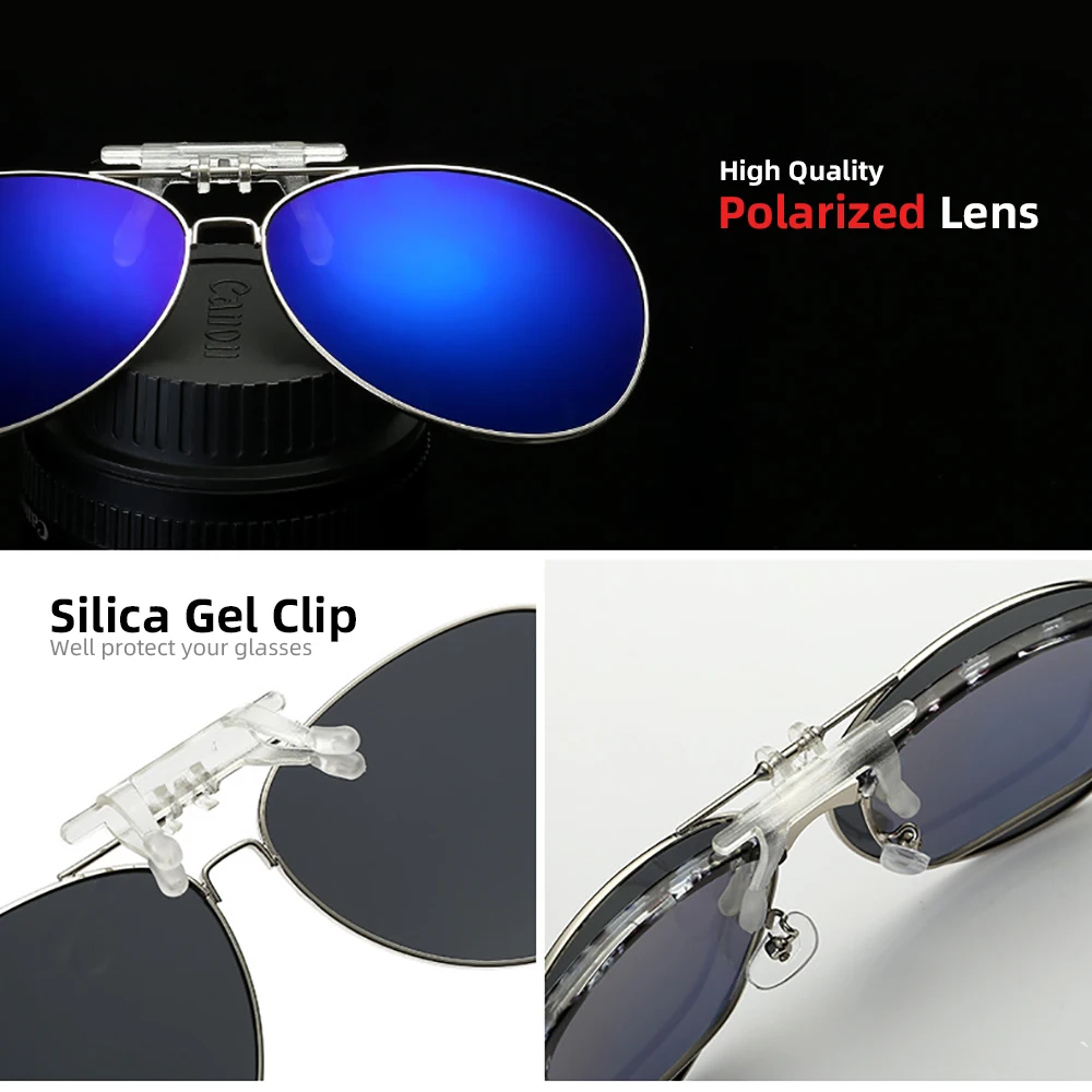 Oversized Pilot Clip on Sunglasses Driving Fishion Men Driving Polarized Alloy Aviation Big Women Glasses Clips for Myopic