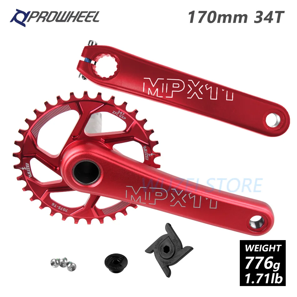 PROWHEEL MPX11 Кривошип горного велосипеда цепное колесо 170/175 мм/30/32/34/36/38 T звезды MTB велосипед диаметра окружности болтов для SRAM GXP XX1 X9 модными принтами XO X01 - Цвет: 170mm Red 34T