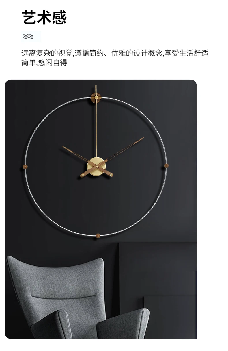 Испания большие настенные часы 3d Роскошные Металлические золотые художественные часы скандинавские офисные Гостиная настенные украшения Современные Horloge Murale подарок FZ84