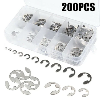 

120pcs/set E Clip Washer Kit Stainless Steel Circlip Retaining Ring Accessory with Storage Box M1.5 ~ m10 fixing ring
