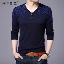 HIYSIZ с v-образным вырезом и пуговицами, осенне-зимние свитера для мужчин, Повседневные вязаные свитера с длинными рукавами, уличная мода, стиль Pullver SW072