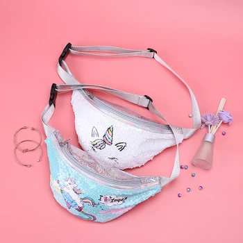 

Fashion Sequins Printing Waist Bag Travel Pocket Phone Pack Women Fanny Pack Children Cartoon Chest Bag