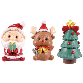

3PCS Durable Practical Portable Delicate Mini Decor Mini Snowman Mini Santa for Ornament Decoration House Christmas