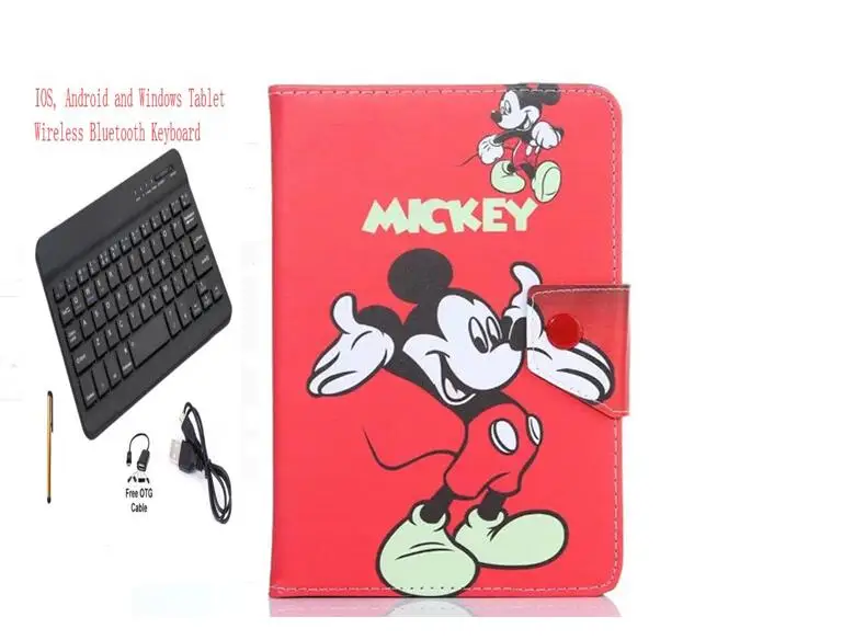 Universal Cartoon Cover for Huawei MediaPad T3 10 AGS-L09 AGS-L03 9.6 Inch Tablet Keyboard Wireless Bluetooth Keyboard Case+pen - Цвет: Keyboard Case