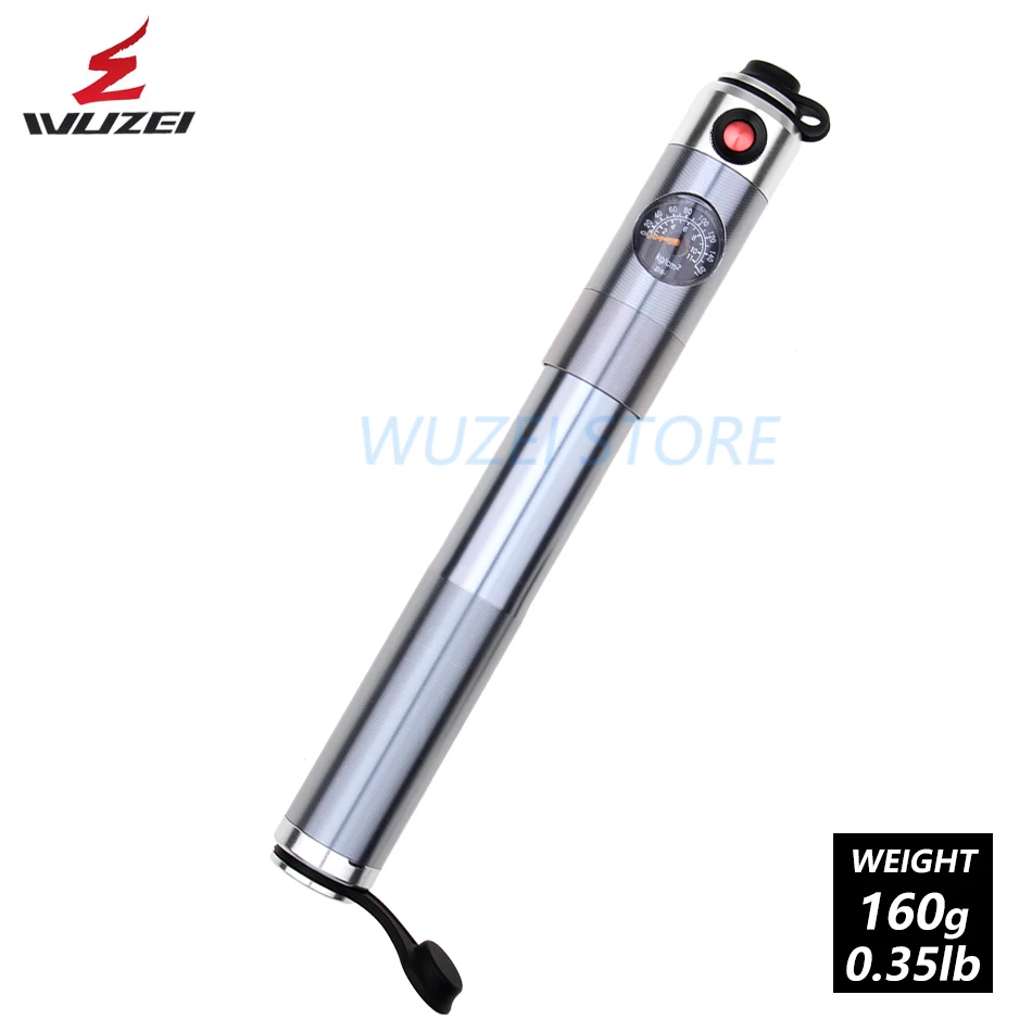 160g silver WUZEI мини портативный велосипедный насос 160 фунтов/кв. дюйм, велосипедный ручной воздушный насос высокого давления, насос для горных шин, 80 г, 90 г, Аксессуары для велосипеда - Цвет: 160g silver