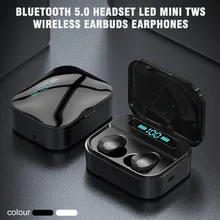 1 Pair Bluetooth 5.0 Cordless Headset LED Mini TWS Wireless Earbuds Earphones Stereo Headphones Handsfree