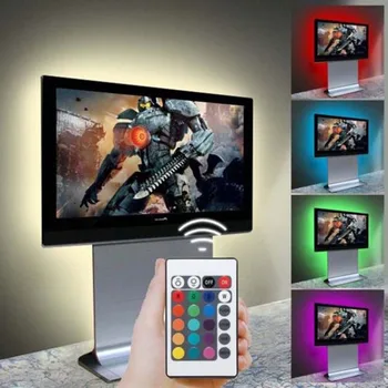 

USB LED with Adhesive Patch TV Backlight with DIY Decorative Light 24 Key Remote Control Lights for Room
