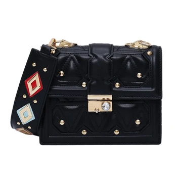 

Women Crossbody Bags PU Leather with Rivet Diamond Shoulder Messenger Bag Metal Button Purses Designer Handbags Fashion
