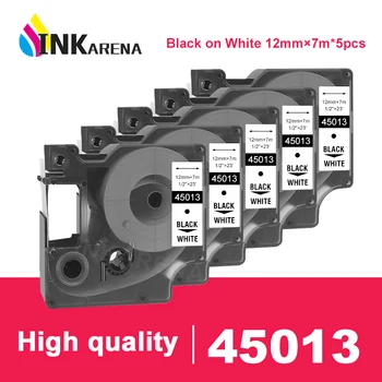 

Inkarena For dymo 45013 Label Maker compatible lable tape Black On White 12mm*7m printer Ribbon Machine for LM160 LM280 5PCS