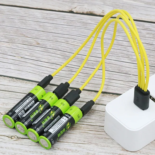 2/4 шт. ZNTER 2550mwh 1,5 V USB AA 1700 мАч литий-полимерный аккумулятор usb перезаряжаемый литий-ионный аккумулятор usb 2 часа быстрой зарядки+ USB кабель - Цвет: 4pcs wih cable