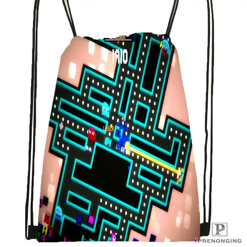 Drawstring Backpack CustomPacman геймер-нерд стиль походная сумка на шнурке милый рюкзак для детей(черная спинка) 31x40 см#180531-02-58 - Цвет: Drawstring Backpack