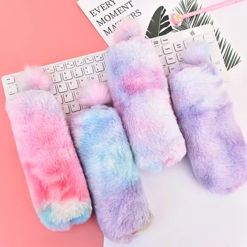 

Rainbow Plush Large Capacity Pencil Case Supplies Stationery Gift Tools Pencil Bag Back To School Presented