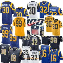 Мужские Сшитые 19 Рам Джерси 99 Аарон Дональд футбольные майки 30 Тодд Герли Джерси 16 Джаред Гофф Майки 32 Эрика уэдлл Джерси