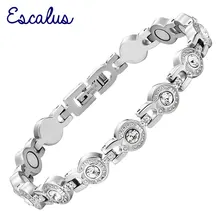 Escalus для женщин серебряный магнитный браслет из нержавеющей стали прекрасный 13 шт. фирменный кристалл браслет дамы подарок на день рождения