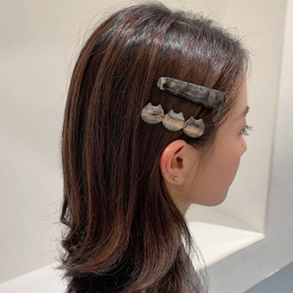 2PCS Korea Acetate Sheet Ins Wind Hairpin Sweet Kitten Side Clip Bangs Clip Word Clip Girl