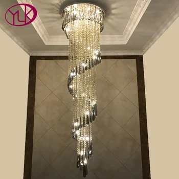 

Hot Youlaike Modern Chandelier Lighting Staircase Smoke gray Crystal Lamp Spiral Design Home Decoration Lighting Fixtures