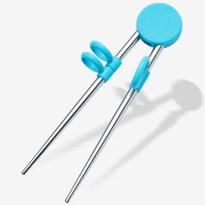 Blue Новые милые портативные детские учебные палочки из нержавеющей стали, ЧОП-палочки для детей, для детей, просветление, свинья - Цвет: Blue