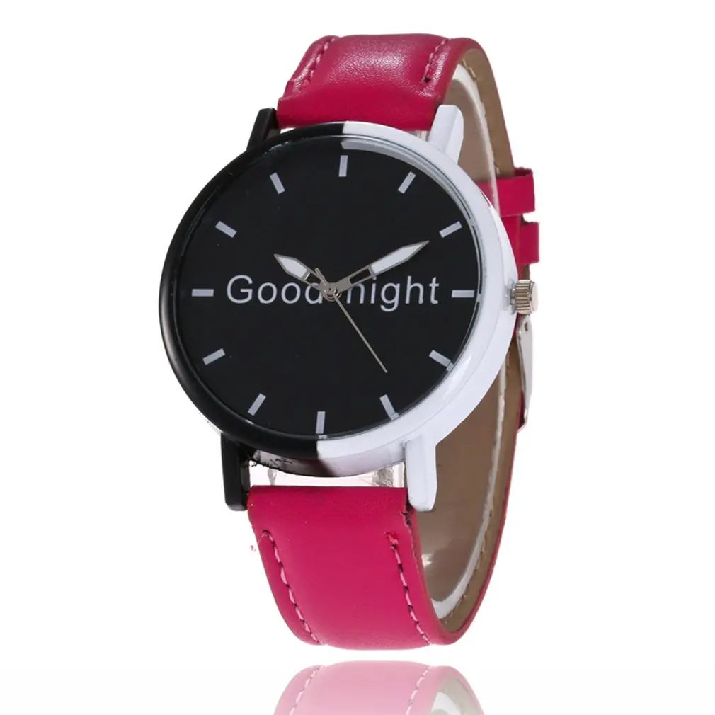 Quartz Watch Leather Strap Quartz Watch Good Night Band Wristwatch Strap Analog Quartz Reloj femen