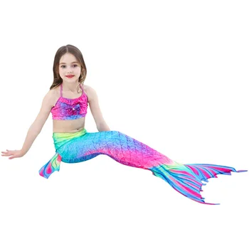 

Baby Girls Clothes Pink Blue Mermaid Tails Swimming Dresses Cosplay Costume Beach Clothes Swimsuit Casual Dress 3 piece-suit