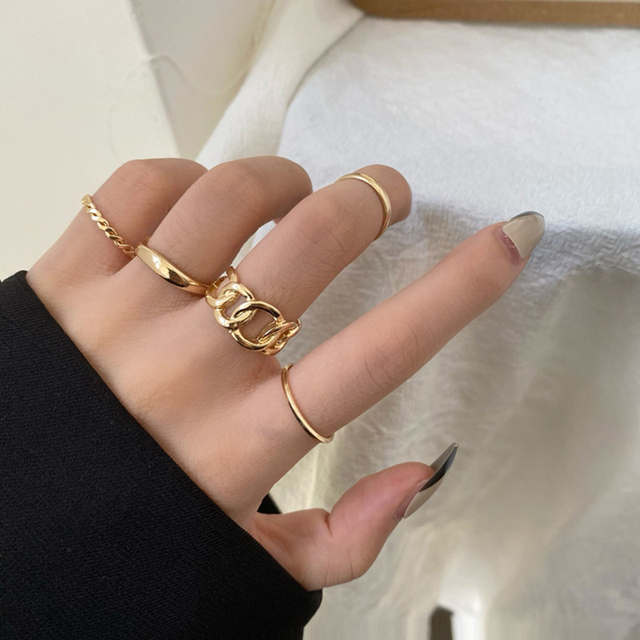 Finger Ring Set for Men Women Snake Flower Butterfly love Gothic gold Color Jewelry Gifts