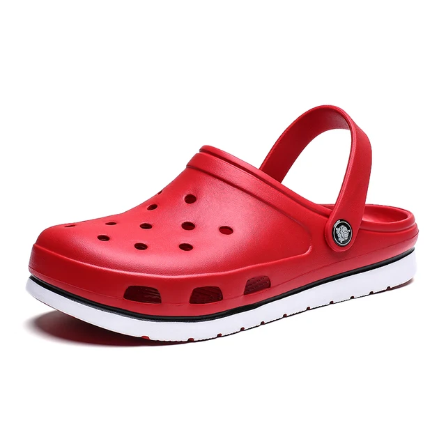 red and white crocs