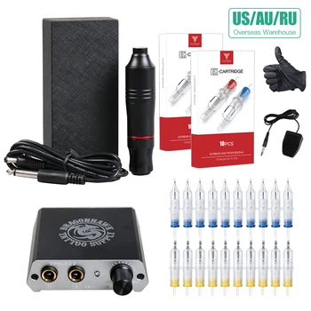 

Complete Tattoo Kit Motor Pen Machine Gun Color Inks Power Supply Needles D3017