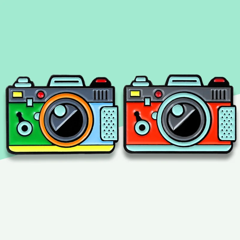

2 Color Cartoon Cute Digital Camera Photo Airline Ticket Tour Adventure Awits Vacation Brooch Gifts For Kids Unisex