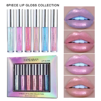 

HANDAIYAN 6 Colors/Set Makeup Lip Gloss Gift kit Long Lasting Shimmer Lip Tint Nutritious Moisturizer Liquid Lipstick Make Up