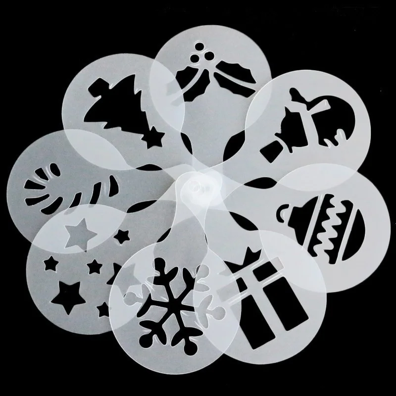 

8pc/set Fancy Coffee Printing Model Plastic Cafe Foam Spray Template Barista Stencils Decoration Tool for dolce gusto