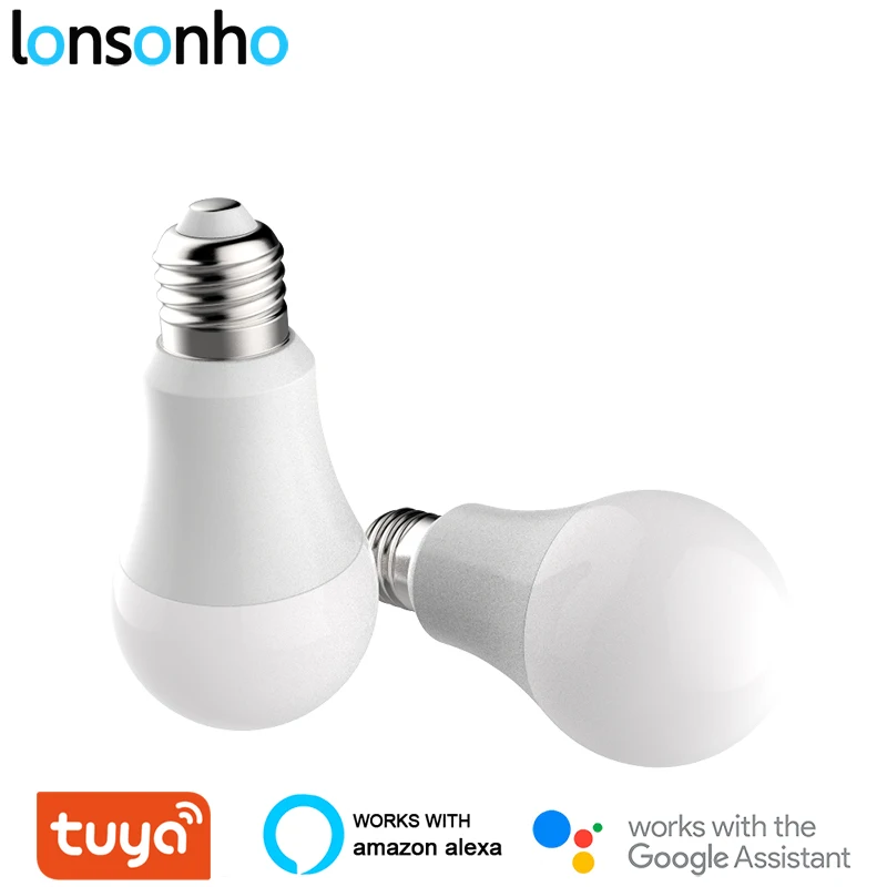 Lonsonho 2PCS Wifi Smart Led Light Bulb 9W E27 Lamp Tuya Smart Life App Remote Control Compatible With Alexa Google Home