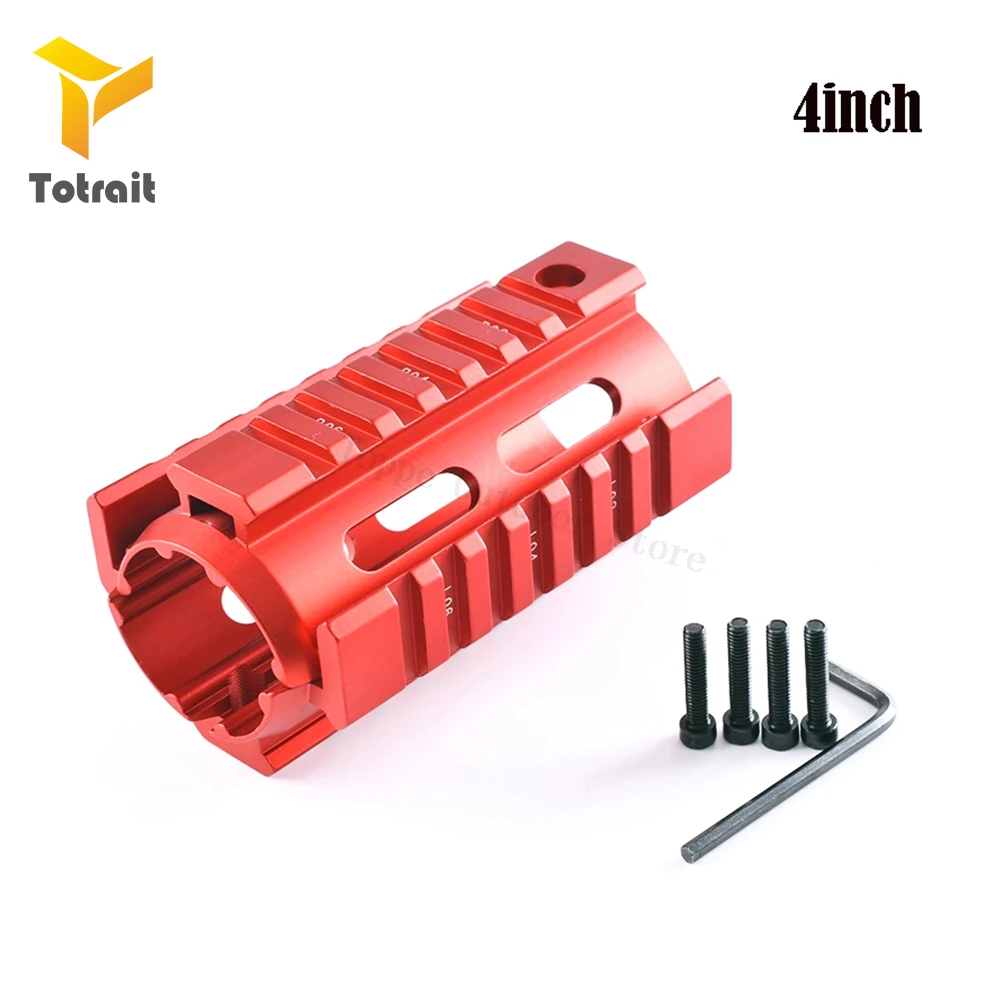 TOtrait Тактический 4 дюймов Drop In Free Float Quad Rail Scope Mount из двух частей Handguard для страйкбола AR15 M4 M16 Rfile аксессуар - Цвет: Красный