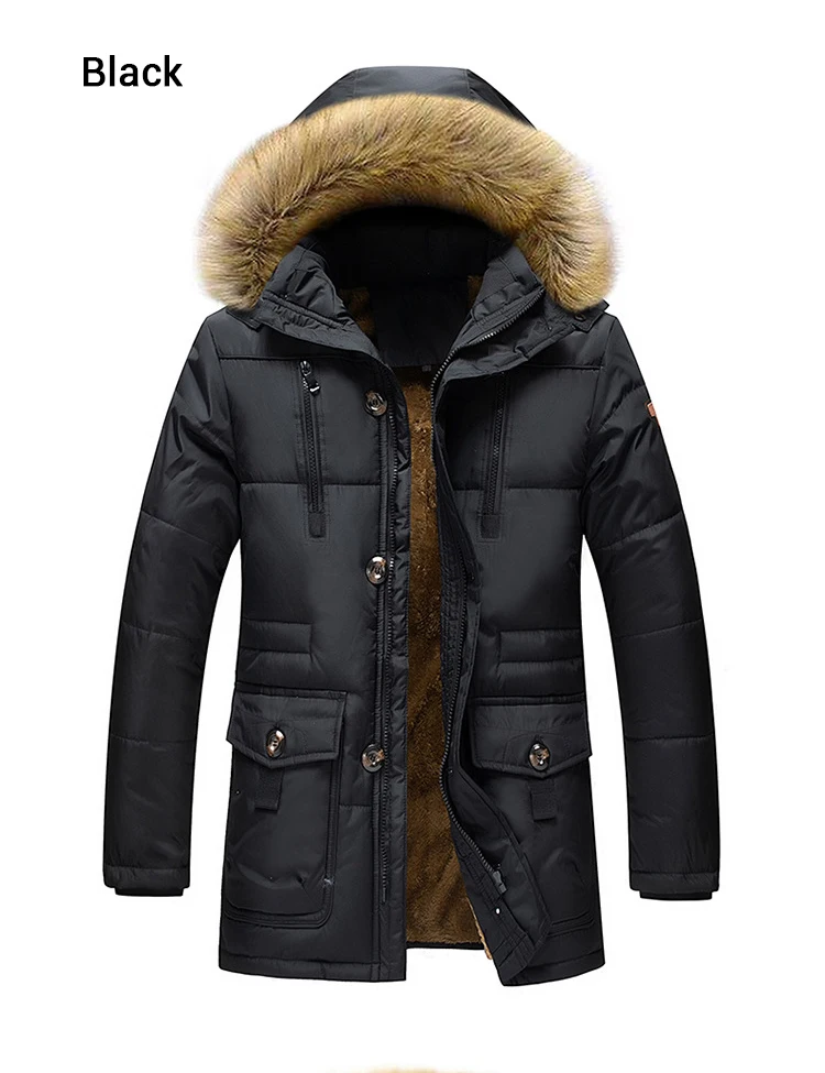M-7XL Высококачественная флисовая зимняя мужская куртка с капюшоном, утолщенная теплая парка, пальто, повседневное тонкое Мужское пальто с погоном, длинная хлопковая куртка