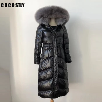 

Large Real Fox Fur Collar 2020 Winter Jacket Women Parkas Down Coat White Duck Down Parka Hooded Winter Coat Women Waterproof