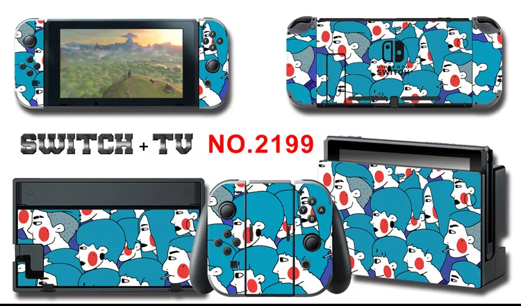 1set New Cute Anime Full Body Sticker for NS Switch Protective Cover Skin Colorful Art for Game Console Joy-Con Controller Decor