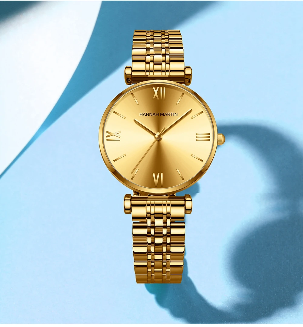 Simple Fashion Stainless Steel Women Watch Rose Gold Elegent Japan Movement Quartz Wristwatch Simple Round Dial Bracelet Watch