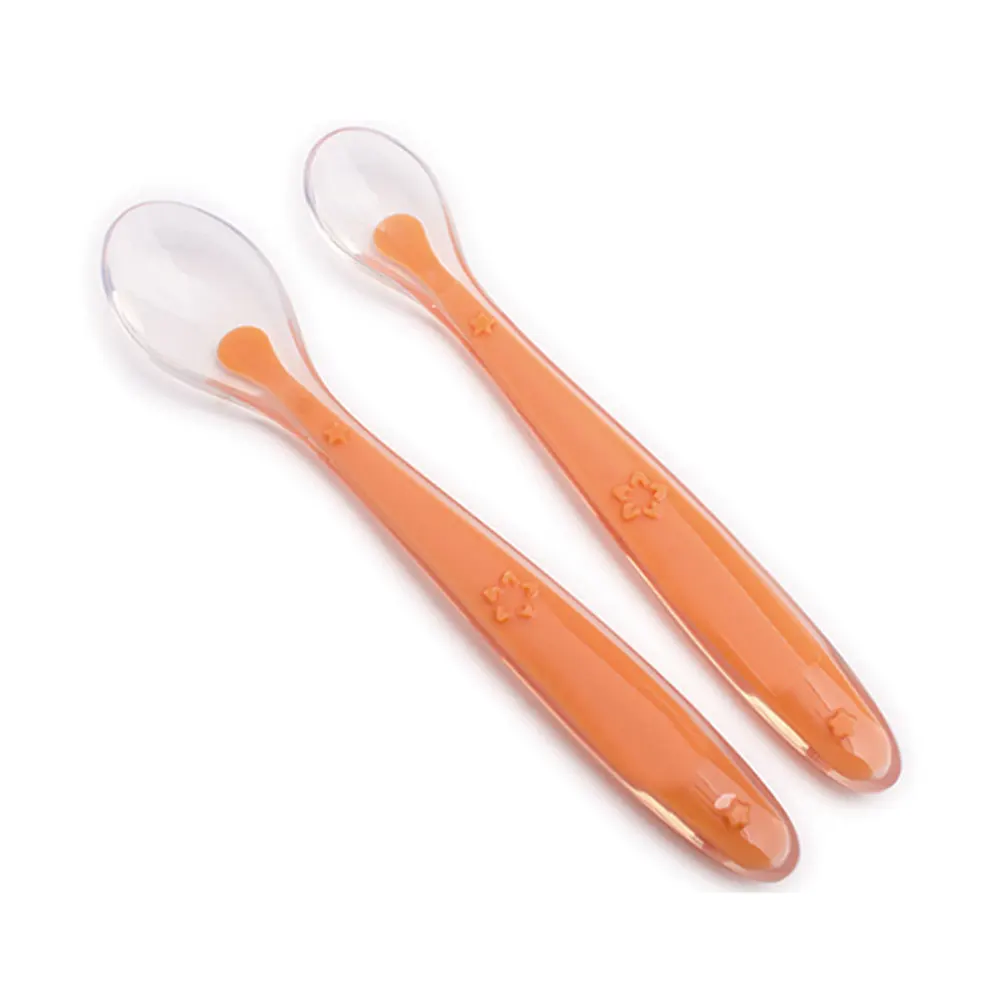 2pcs baby spoons feeding dishes Tableware for children flatware cutlery spoon silicone feeding soft head spoon feeding