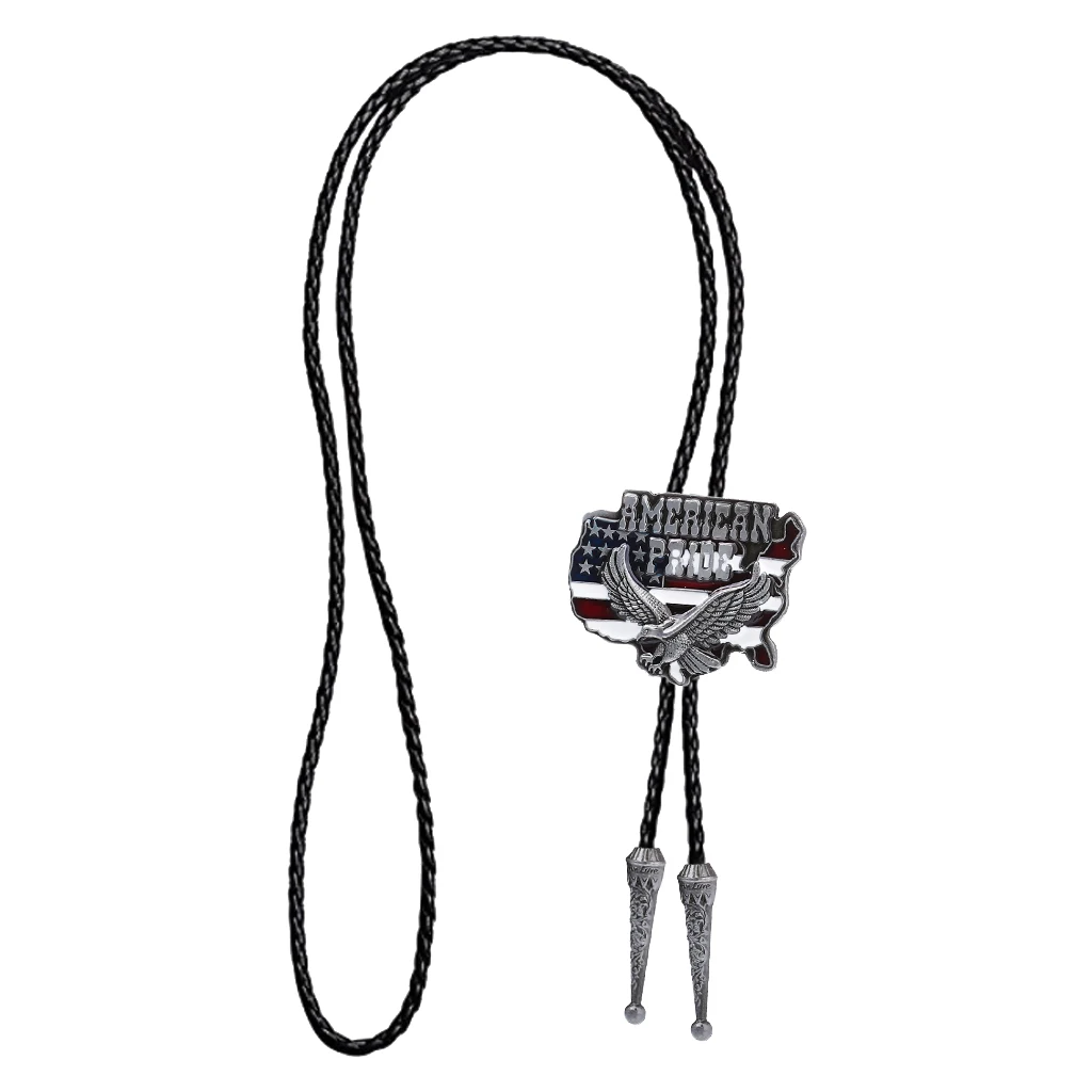 

Western Cowboy Cowgirl Bolo Tie American Pride Eagle Oval Necklace