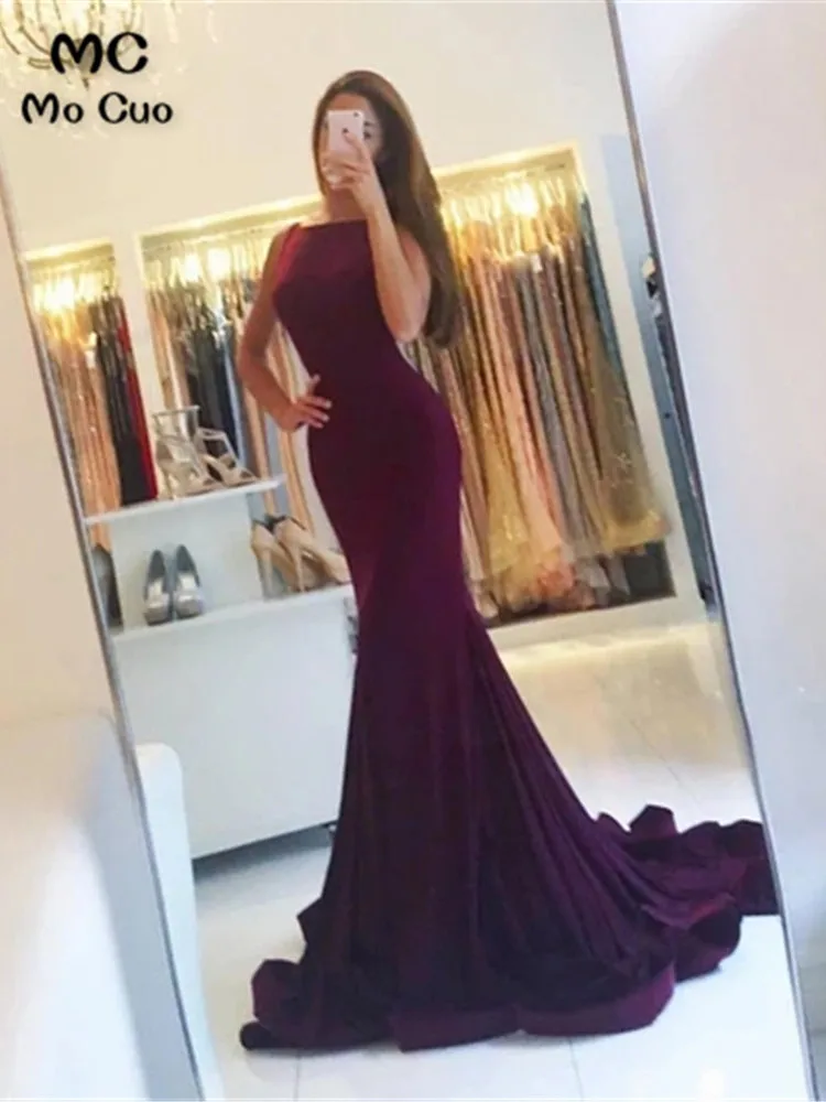 Бордовые вечерние платья русалки длинное Выпускное Платье Vestido de festa эластичное атласное без рукавов с коротким шлейфом Формальное вечернее платье - Цвет: Burgundy