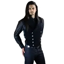 Gilet en daim à col montant pour hommes, gilet rétro à Double boutonnage Style Steampunk, veste Slim Fit, Western Denim, sans manches 
