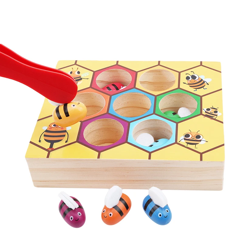 Детская деревянная обучающая клипса музыкальная улей игры Раннее детство образование Интеллект цвет познавательная клипса маленькая пчела игрушка