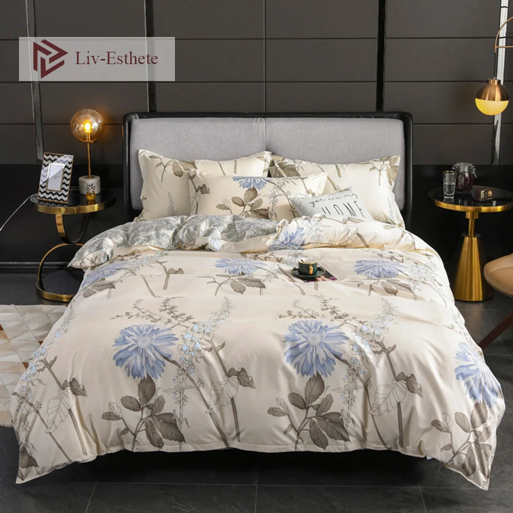 

Liv-Esthete American Pastoral Flower Bedding Set High Quality Single Double Queen King Decor Bed Set Duvet Cover Set Pillowcase