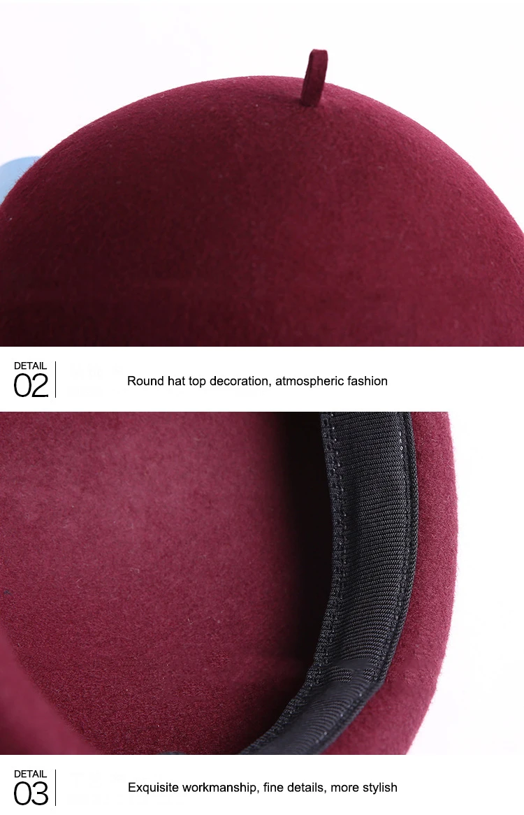 FS Vintage Red Beret Cap French Style Unisex Women Girls Wool Warm Winter Artist Caps Femme Black Octagonal Hat