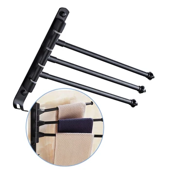 

1 Pcs 3-Bar Towel Holder Wall Mounted Towel Rack Kitchen Bathroom Towel Hook Anti-rust And Non-slip Design High Quality