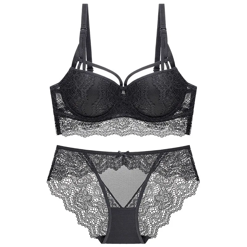 

Sexy Lace Bra Briefs Set For Women Bras Push Up Lingerie Brassiere Transparent Panties Bralette Female Underwear Intimates #F