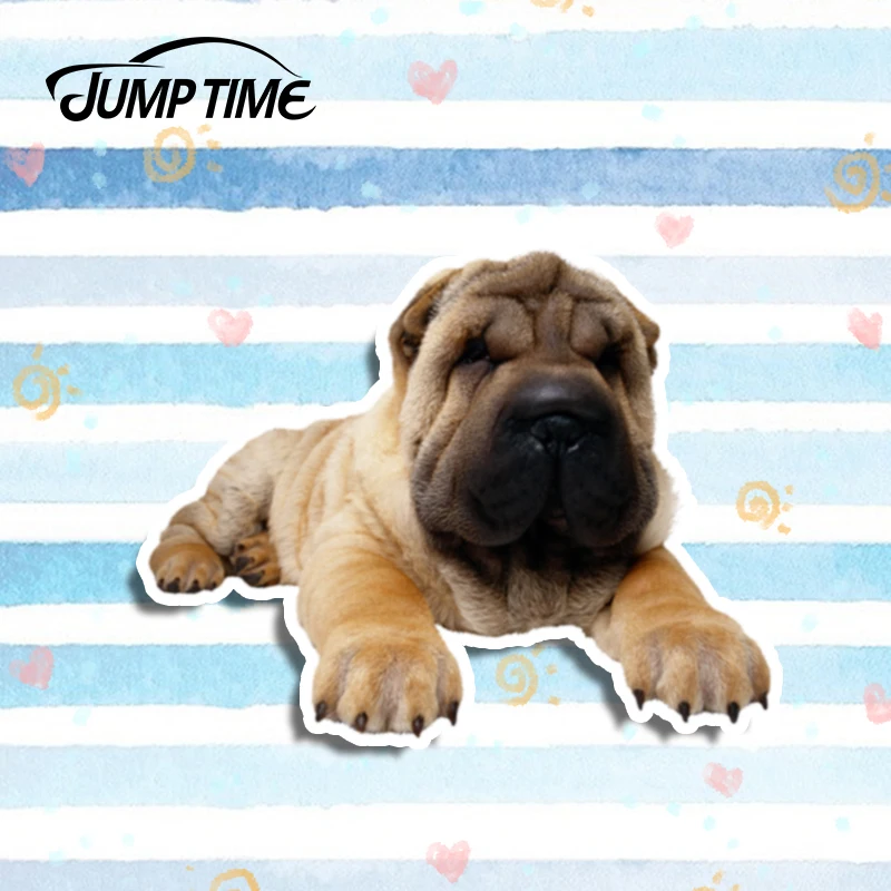 Jump Time 13cm x 9.8cm Pet Dog Car Stickers Chinese shar pei Vinyl Wrap Waterproof JDM Laptop Decals Sticker 3D Styling | Автомобили и