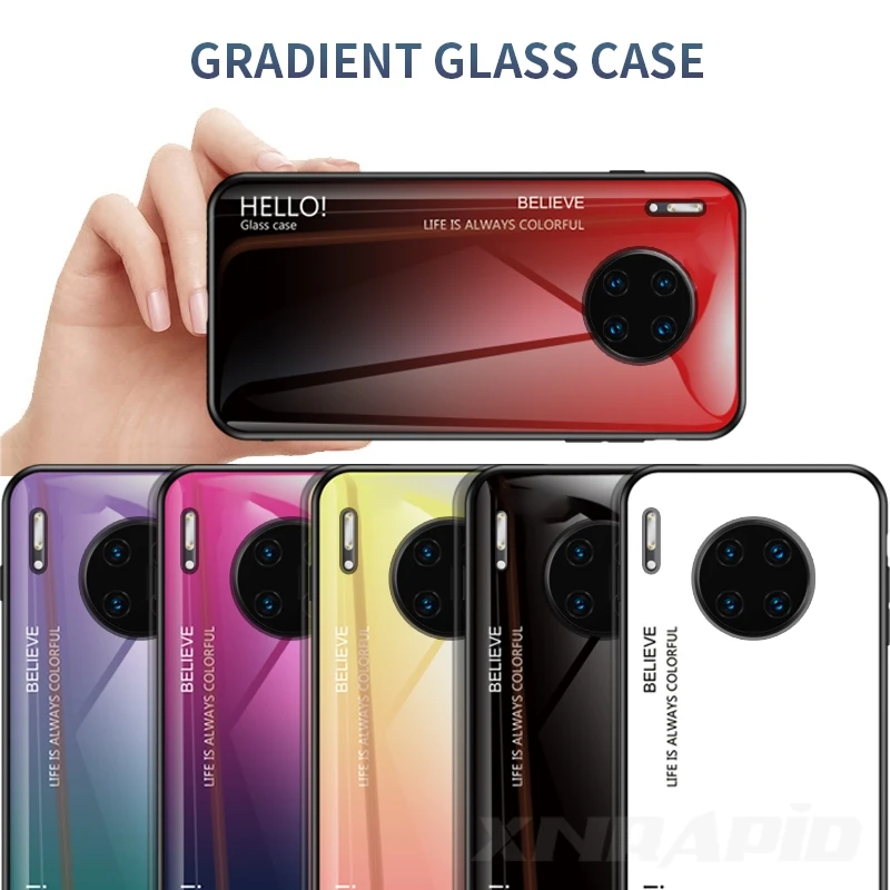 Градиентный стеклянный чехол для телефона huawei P Smart 2019 P20 P30 Lite mate 30 Pro Honor V20 10 8X9X20