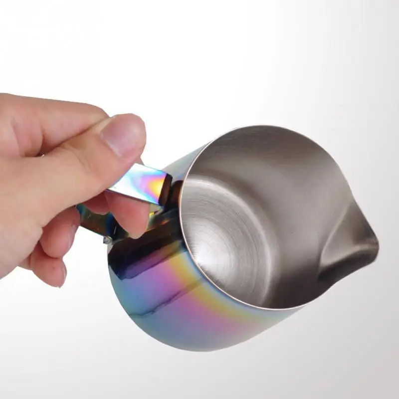600MLStainless Сталь Цвет выдвижная ручка для шкафа цветок с танком стакан молока чашка, кофейная чашка Кофе машина Радуга Кофе кувшин молочный