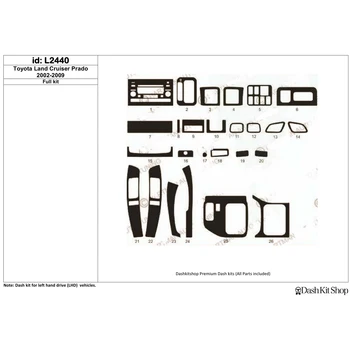 

Interior lining for Toyota Land Cruiser Prado 2002-2009. Set L2440.
